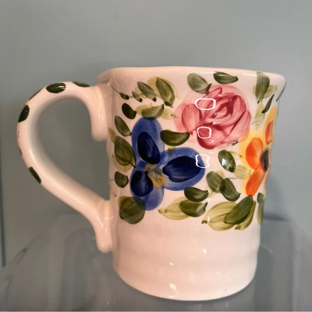 Mariam’s Garden Floral Hand-painted‎ Cup. 16 oz.